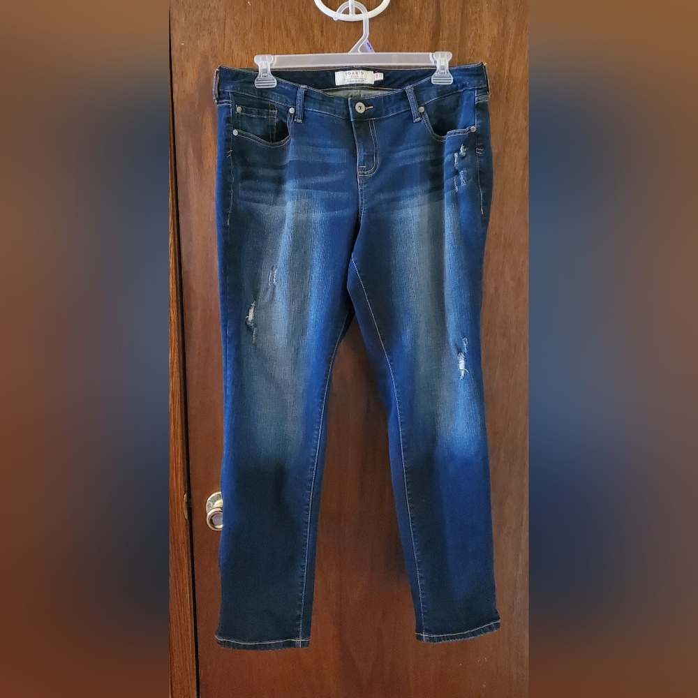 torrid Dark Blue Distressed Boyfriend Jeans